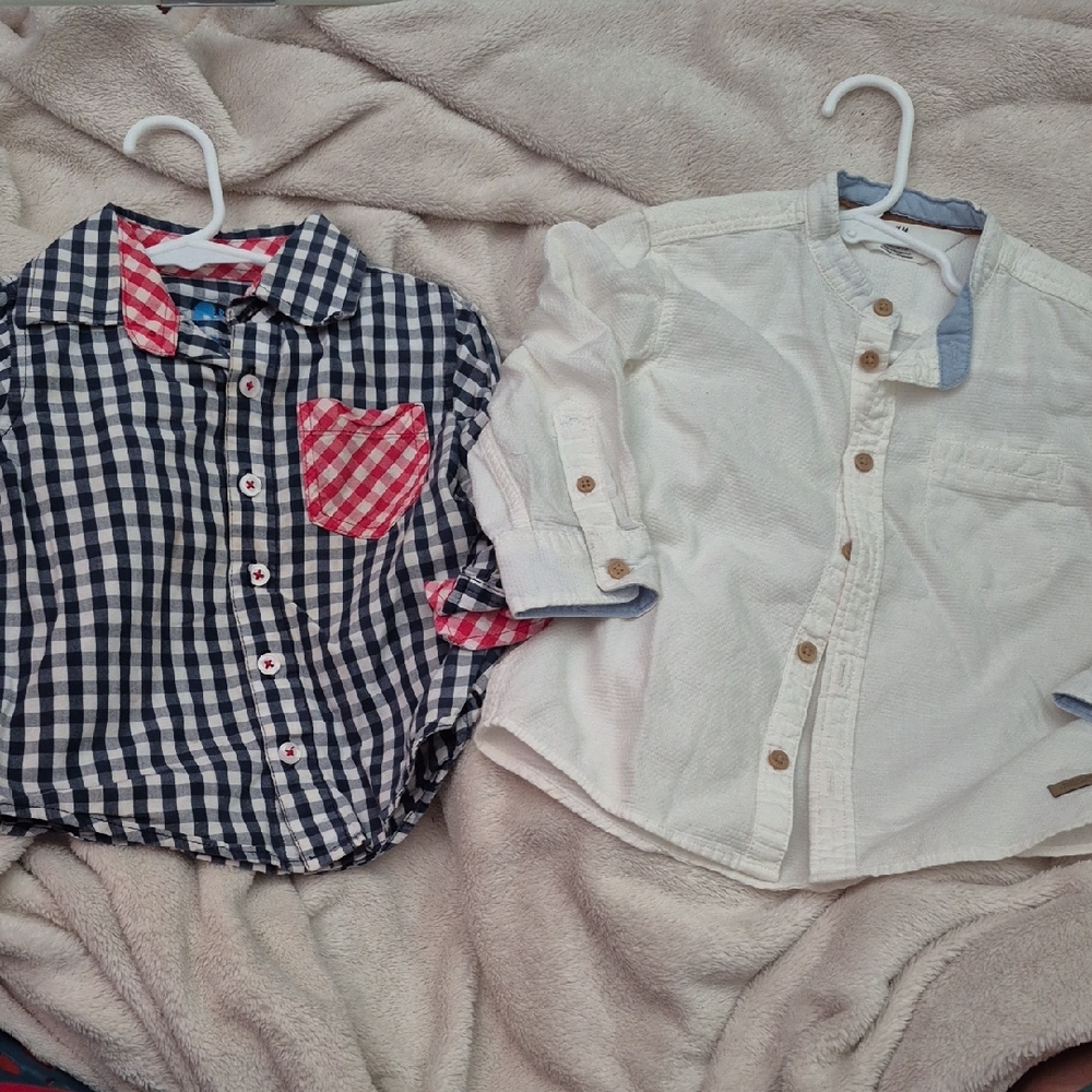 H&M White 2t And 18-24 Months Kids Checkered and White Button-Up Shirts